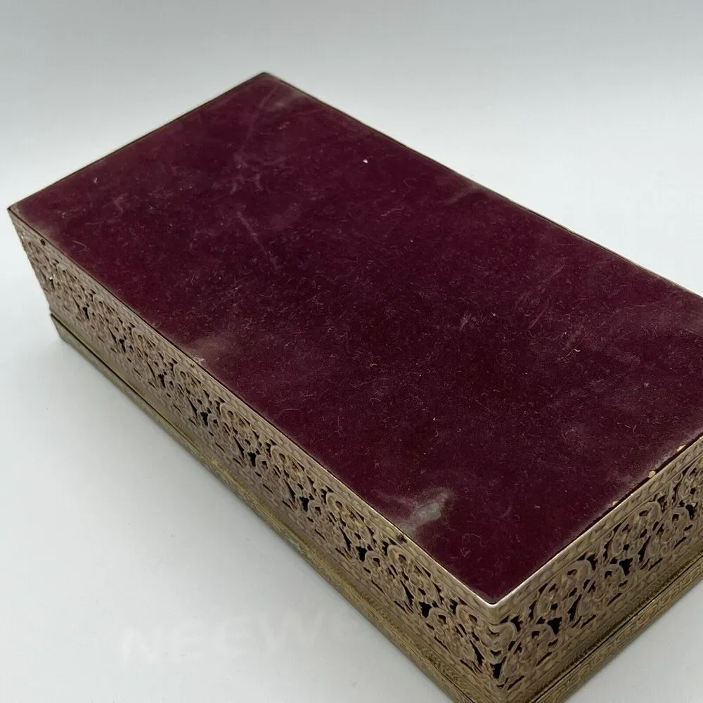Vtg Metal Gold Brass ROSE Tissue Box Cover Holder Hollywood Regency MCM Glam
